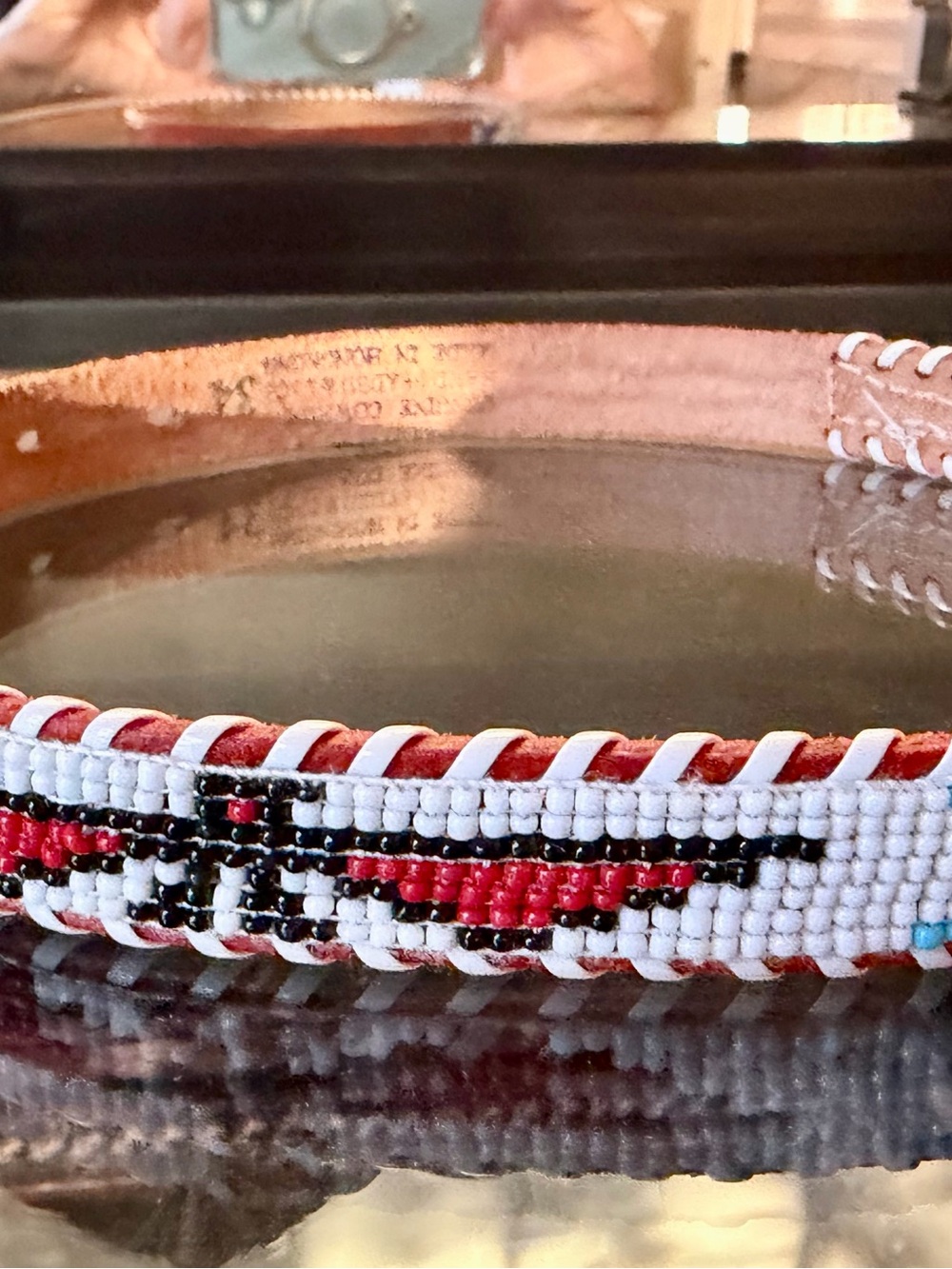 Beaded and brown Leather Women’s Belt size 34
